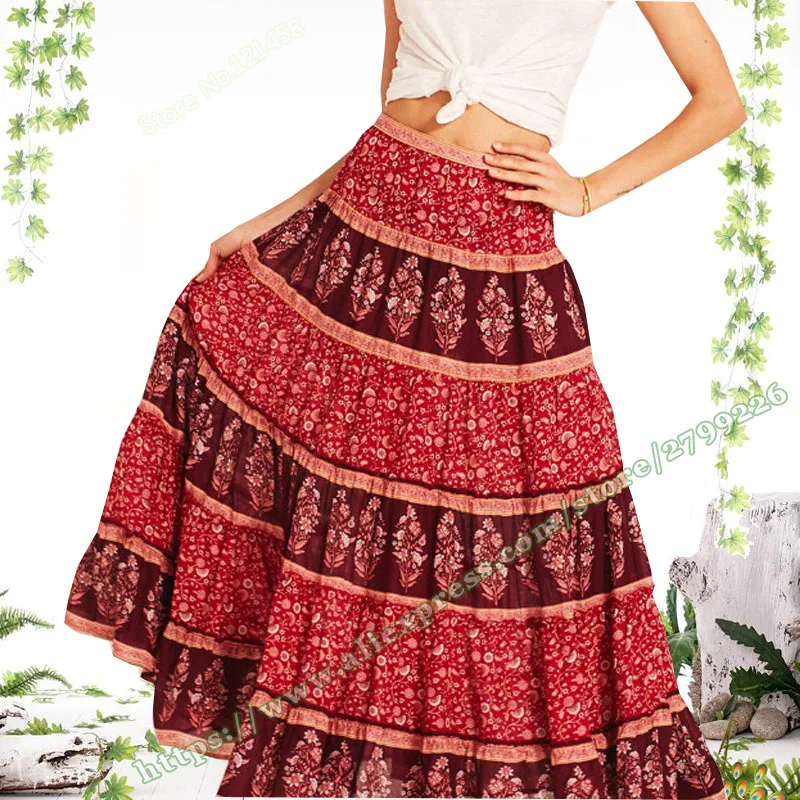 2019 Spring Summer Cotton Holiday Retro Casual Gypsy Bohemia BOHO Two Piece Set Red Floral Spain pleated Maxi Skirts for Womens
2019 Spring Summer Cotton Holiday Retro Casual Gypsy Bohemia BOHO Two Piece Set Red Floral Spain pleated Maxi Skirts for Womens