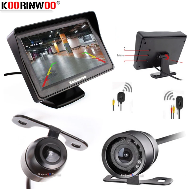 Koorinwoo Car Parking System Kit 4.3" TFT LCD Color Rearview Display Monitor + Waterproof Reversing Backup Auto Rear View Camera
Koorinwoo Car Parking System Kit 4.3" TFT LCD Color Rearview Display Monitor + Waterproof Reversing Backup Auto Rear View Camera