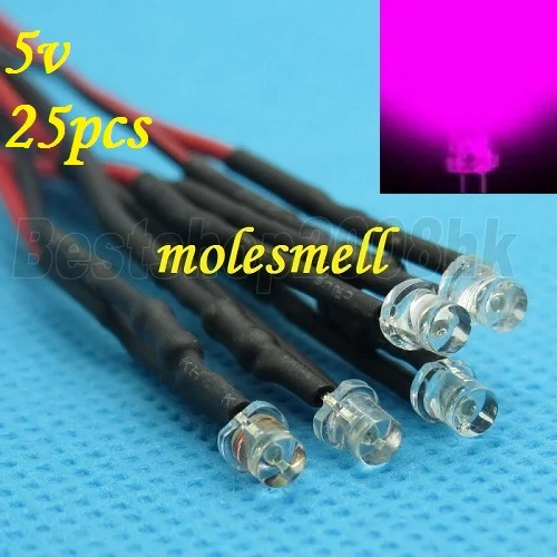 25pcs 3mm 5v Flat Top Pink LED Lamp Light Set Pre-Wired 3mm 5V DC Wired 3mm big/wide angle Pink 5v led
25pcs 3mm 5v Flat Top Pink LED Lamp Light Set Pre-Wired 3mm 5V DC Wired 3mm big/wide angle Pink 5v led