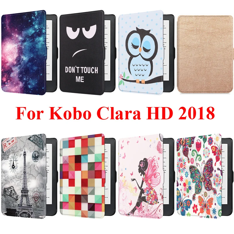 

For Kobo Clara HD 6.0 inch E-Book Protective Capa Founda Reader Case Smart Cover Pouch for Kobo ClaraHD 2018 Girl Tower Printing