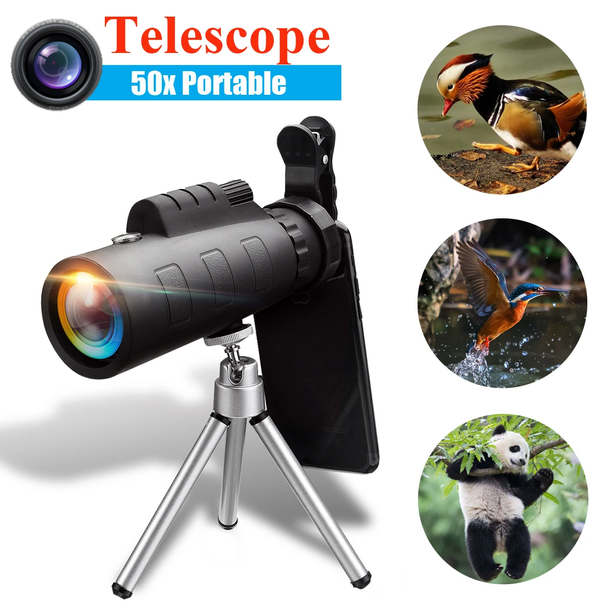50X60 BAK4 Night Vision Monocular Telescope HD Zoom Optical Lens Camera with Phone Clip Tripod For iPhone XR for Samsung S9
50X60 BAK4 Night Vision Monocular Telescope HD Zoom Optical Lens Camera with Phone Clip Tripod For iPhone XR for Samsung S9