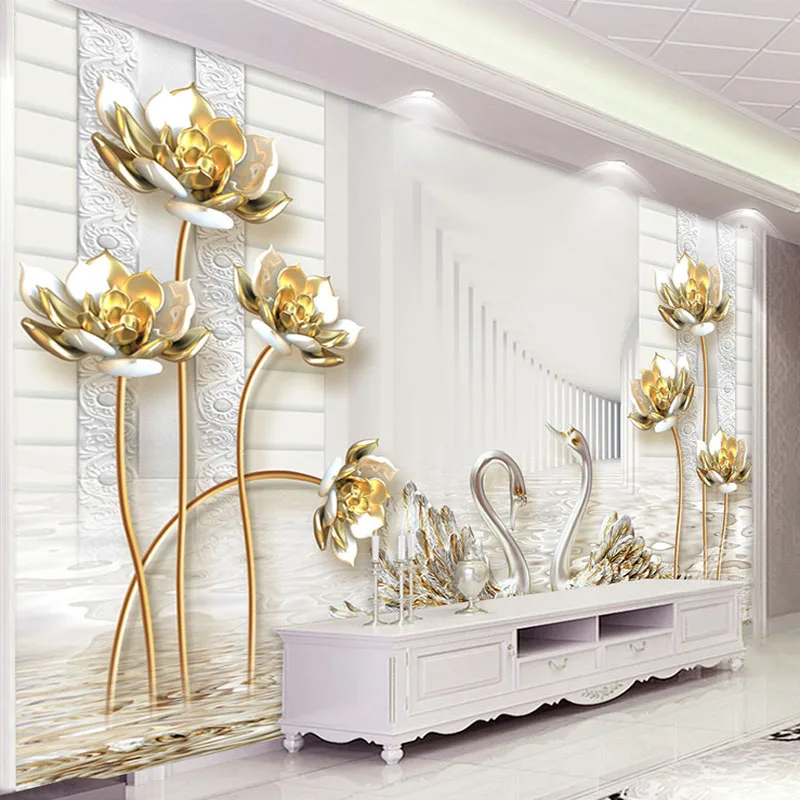 Custom Any Size Mural Wallpaper European Style 3D Stereo Golden Lotus Swan Photo Wall Painting Living Room Luxury Decor 3D Mural
Custom Any Size Mural Wallpaper European Style 3D Stereo Golden Lotus Swan Photo Wall Painting Living Room Luxury Decor 3D Mural