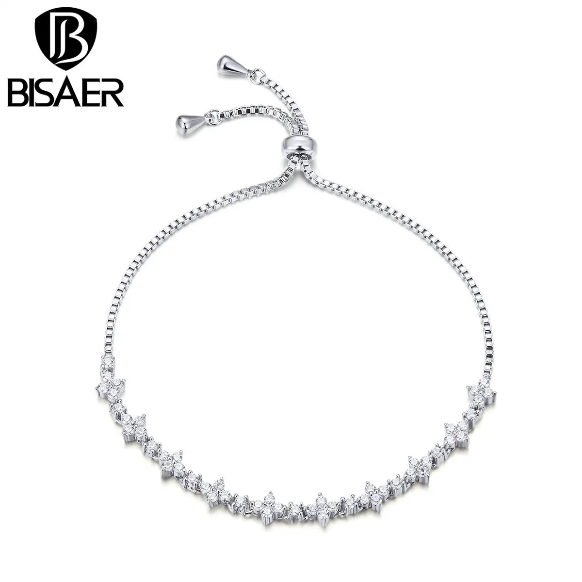 BISAER Silver Color Cooper Alloy Clear CZ Flower Box Chain Bracelet for Women Wedding Statement Jewelry Female Gifts GSB046
BISAER Silver Color Cooper Alloy Clear CZ Flower Box Chain Bracelet for Women Wedding Statement Jewelry Female Gifts GSB046