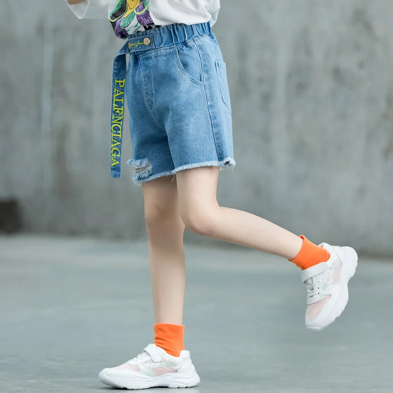 Fashion Girls Shorts Teenage Summer Clothing Hole Design Letter Belt Blue Jeans 6 8 10 12 13 14 Years Child casual Denim Pants
Fashion Girls Shorts Teenage Summer Clothing Hole Design Letter Belt Blue Jeans 6 8 10 12 13 14 Years Child casual Denim Pants