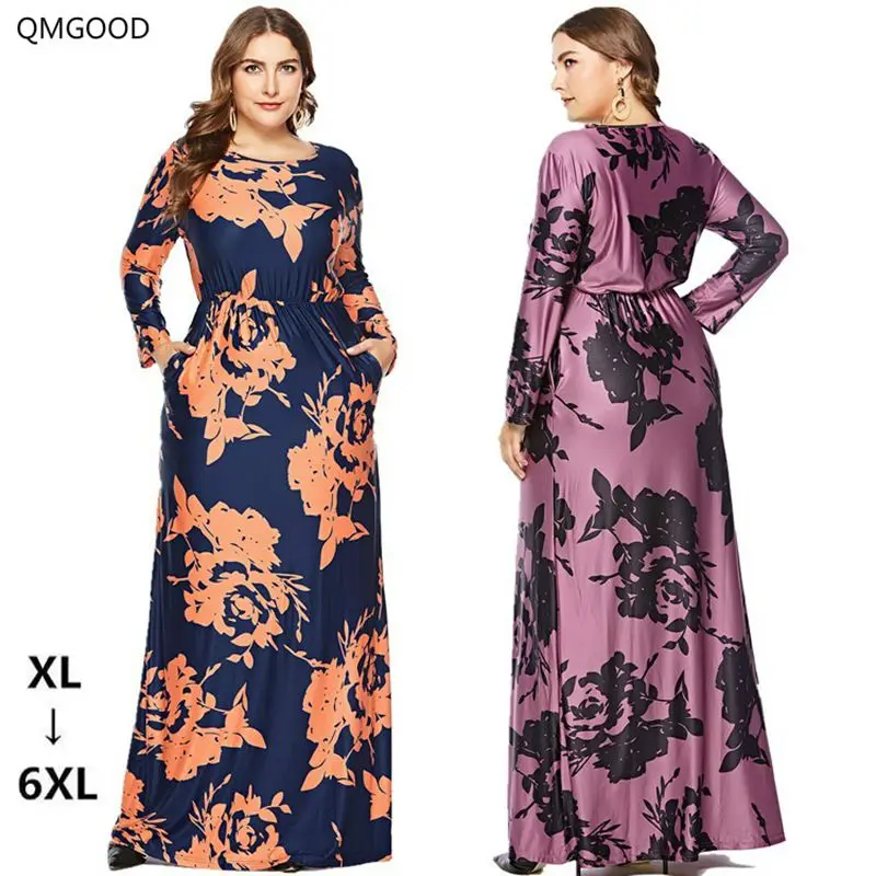 QMGOOD High Quality Autumn Plus Size 6XL Printing Maxi Dress Vintage Women's Dress Large Size Long Sleeve Female Luxury Dresses
QMGOOD High Quality Autumn Plus Size 6XL Printing Maxi Dress Vintage Women's Dress Large Size Long Sleeve Female Luxury Dresses
