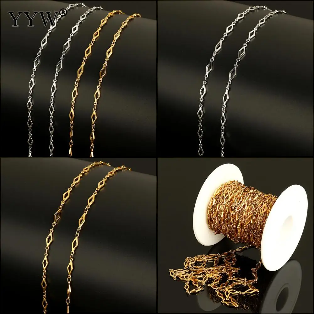 10m/Spool 13x4x1mm Roll Gold Color Tone Stainless Steel Jewelry Making Rhombus Chain Metal Link Chain For Necklaces Bracelets
10m/Spool 13x4x1mm Roll Gold Color Tone Stainless Steel Jewelry Making Rhombus Chain Metal Link Chain For Necklaces Bracelets