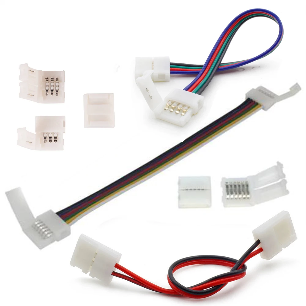 RGB CCT RGBW LED Strip Connector 6pin 5pin 4pin PCB Solderless Adapter For RGB+CCT light Clip Easy 5pcs | Обустройство дома