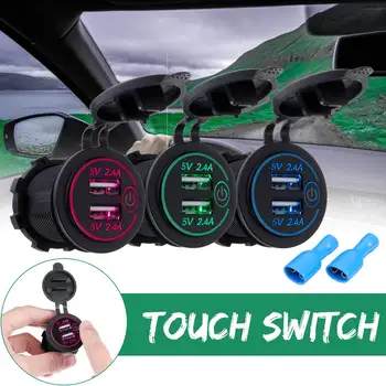 12-24V 4.8A Touch Switch for Dual USB Port Cigarette Lighter Socket Splitter Power Adapter+Terminal Car Charger DIY For Motor RV
12-24V 4.8A Touch Switch for Dual USB Port Cigarette Lighter Socket Splitter Power Adapter+Terminal Car Charger DIY For Motor RV