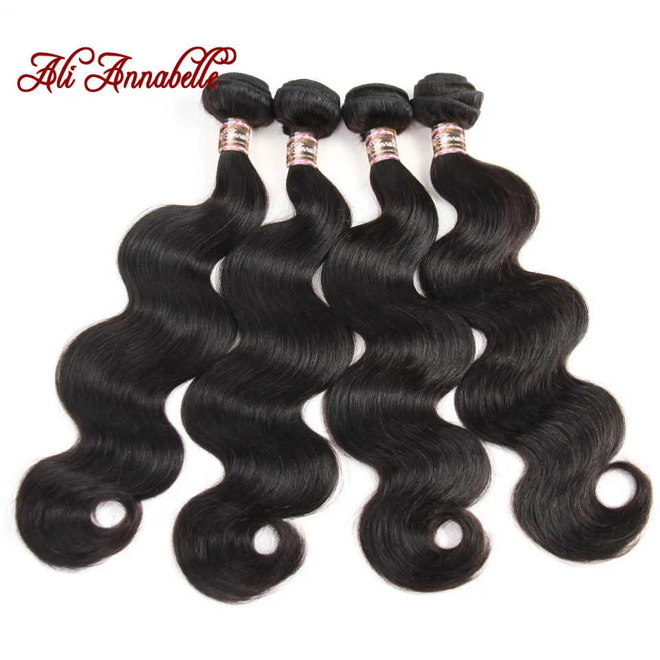 

Ali Annabelle Hair Malaysian Body Wave 4 Bundles Deal 100% Human Hair Extensions Remy Hair Weave Bundles Natural Color