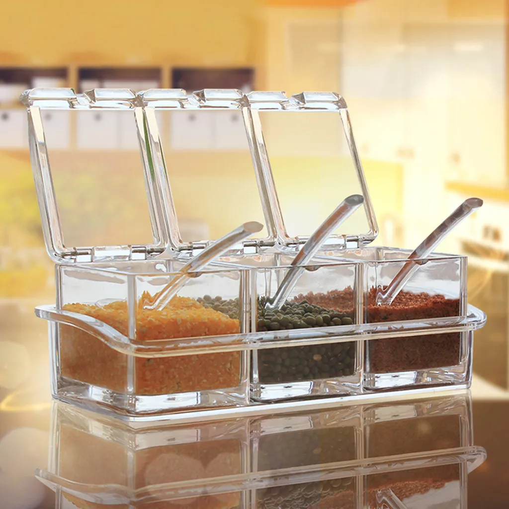 2020 Seasoning Rack Spice Pots Box Storage Container Condiment Jar Kitchen Tool Salt Pepper Cumin Powder tool | Дом и сад
