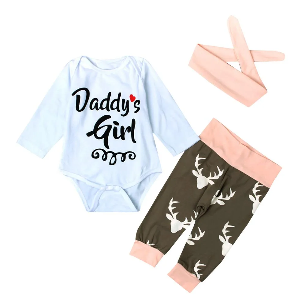 3Pcs Kid Newborn Baby Girl Long Sleeve letter Cotton Romper+deer Pants + Hairband Clothes Outfits Set Daddys girl best gifts
3Pcs Kid Newborn Baby Girl Long Sleeve letter Cotton Romper+deer Pants + Hairband Clothes Outfits Set Daddys girl best gifts