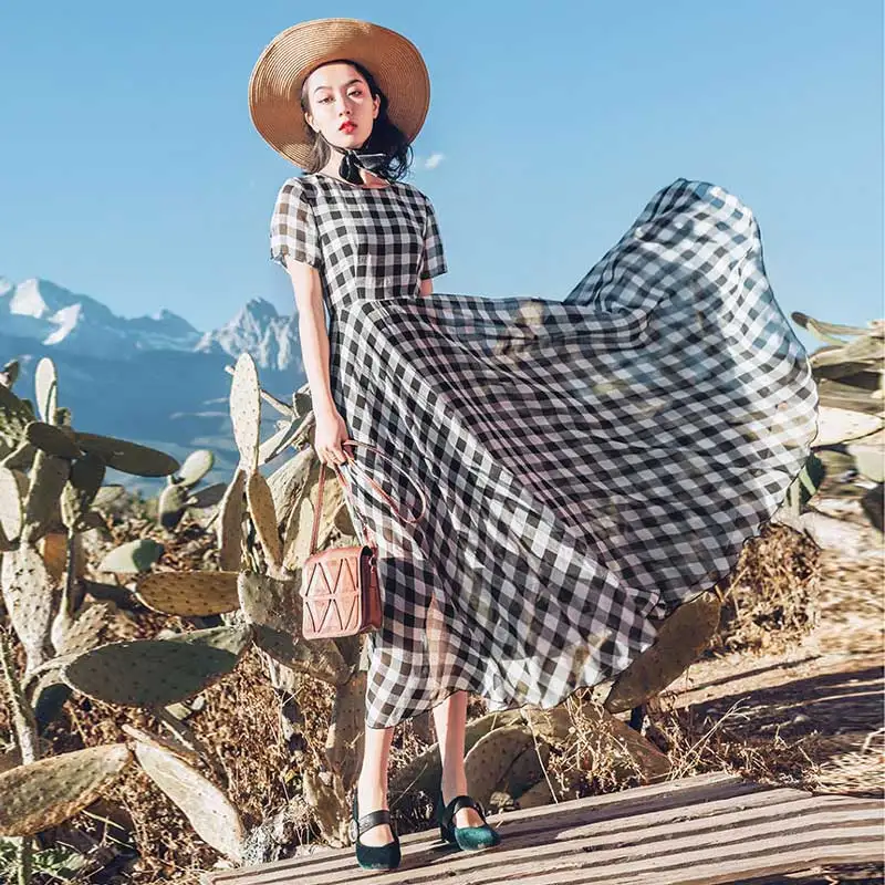 2019 Summer Women Bohemian Plaid Shirt Dress Short Sleeve Party Holiday Beach Chiffon Maxi Swing Dresses VKDR1563
2019 Summer Women Bohemian Plaid Shirt Dress Short Sleeve Party Holiday Beach Chiffon Maxi Swing Dresses VKDR1563