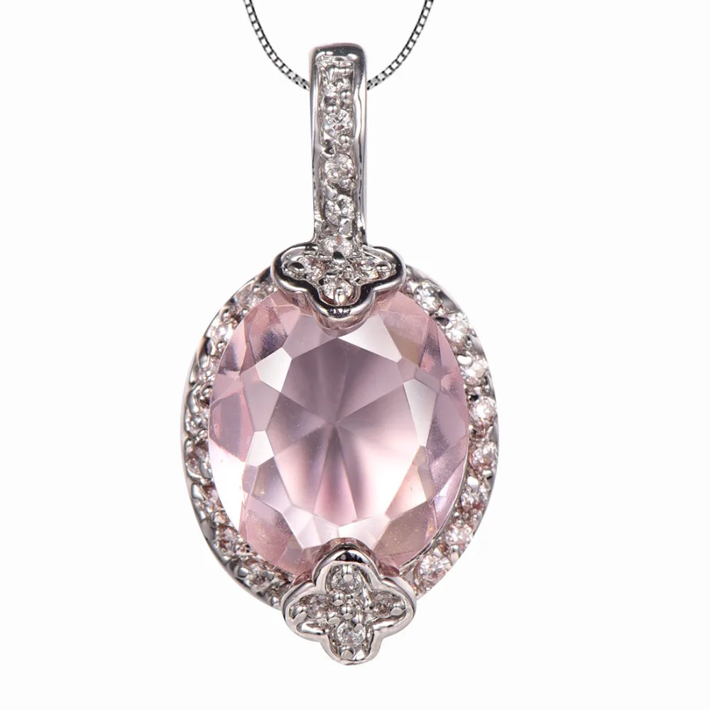 

Pink Crystal Zircon 925 Sterling Silver Fashion Shiny Jewelry Pendant TE681