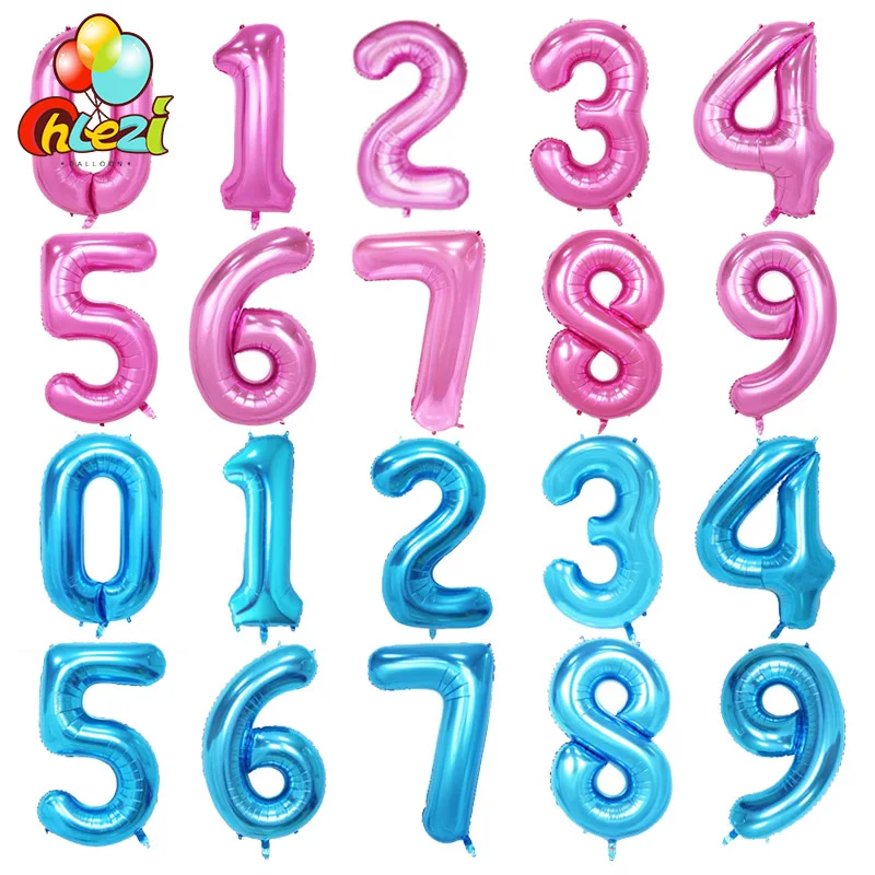 

40inch Pink blue Number Foil Balloons wedding Birthday decoration inflatable festa casamento Party Supplies Digit Helium Balloon