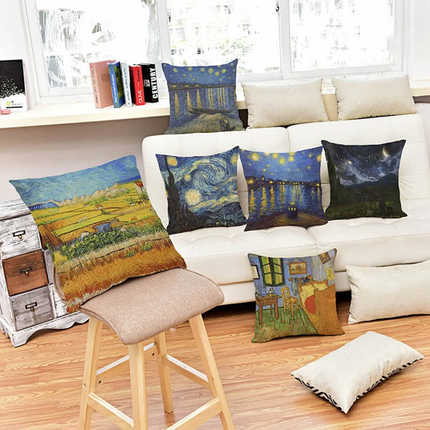 45X45cm Van Gogh Oil Painting Cushion Cover Linen Cotton Pillow Case for Sofa Car Chair Gift cojines Art Decoration Starry Night
45X45cm Van Gogh Oil Painting Cushion Cover Linen Cotton Pillow Case for Sofa Car Chair Gift cojines Art Decoration Starry Night