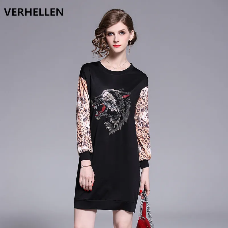 VERHELLEN High Quality Fashion Designer Runway 2019 Spring Women's 3/4 Sleeve Diamond Wolf head 3D Printed Casual Loose Dresses
VERHELLEN High Quality Fashion Designer Runway 2019 Spring Women's 3/4 Sleeve Diamond Wolf head 3D Printed Casual Loose Dresses