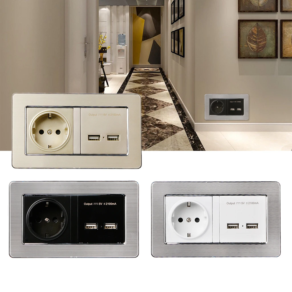 EU Standard Power Socket With Dual USB Charging Port Mobile 5V 2.1A Output for switch
EU Standard Power Socket With Dual USB Charging Port Mobile 5V 2.1A Output for switch