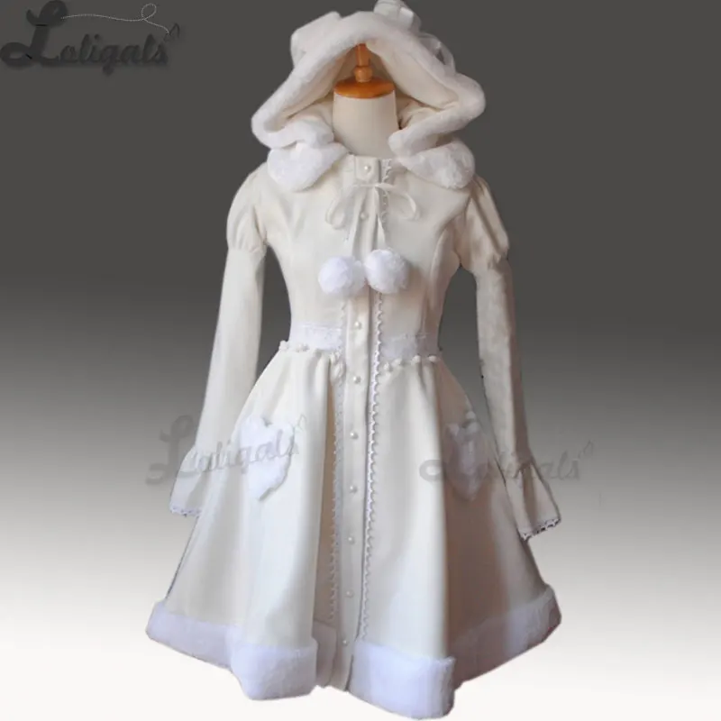 Kawaii Women's Long Lolita Coat Girl's Rabbit Ear Hooded Winter Wool Coat Plus Size Custom Tailored
Kawaii Women's Long Lolita Coat Girl's Rabbit Ear Hooded Winter Wool Coat Plus Size Custom Tailored