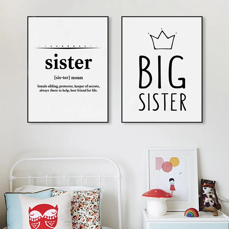 Sister Art Gift Canvas Print And Poster Big Sister Quote Typography Canvas Painting Girls Room Wall Art Decoration Prints And Posters Canvas Printsart Decor Aliexpress