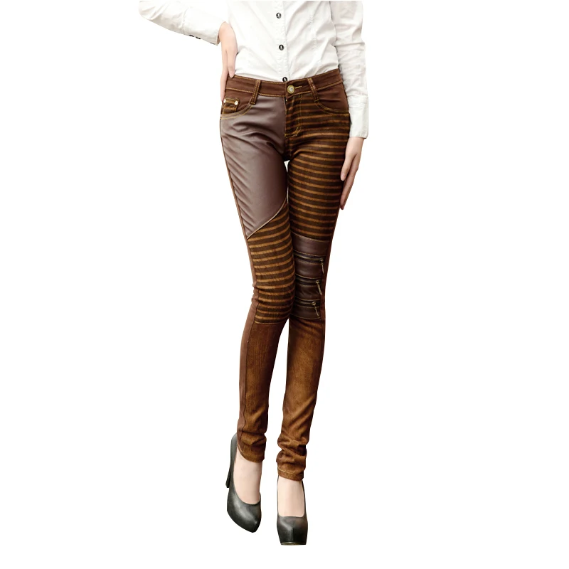 Autumn New Women Casual Leather pencil pants Female zipper wear leggings pants Spliced PU jeans Slim Stripe Long Trousers
Autumn New Women Casual Leather pencil pants Female zipper wear leggings pants Spliced PU jeans Slim Stripe Long Trousers