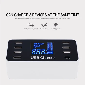 Smart 7 Port USB Type C Charger with LCD Display 5V/8A Multi USB Ports Charger for Mobile Phone Tablets PC EU/US/UK Plug
Smart 7 Port USB Type C Charger with LCD Display 5V/8A Multi USB Ports Charger for Mobile Phone Tablets PC EU/US/UK Plug
