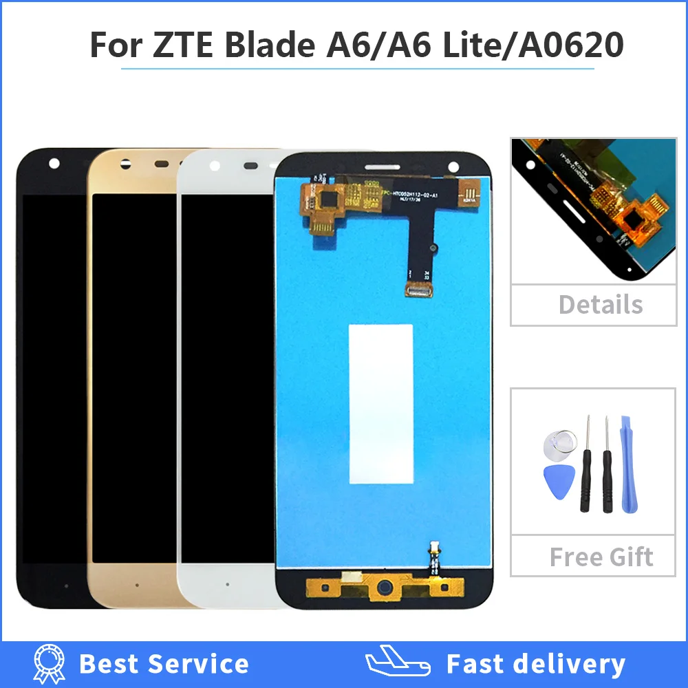 Black/White/Gold Touch Screen For ZTE Blade A6/A6 Lite LCD Display Digitizer Assembly LCD For ZTE Blade A0620 Repair Parts Tool
Black/White/Gold Touch Screen For ZTE Blade A6/A6 Lite LCD Display Digitizer Assembly LCD For ZTE Blade A0620 Repair Parts Tool