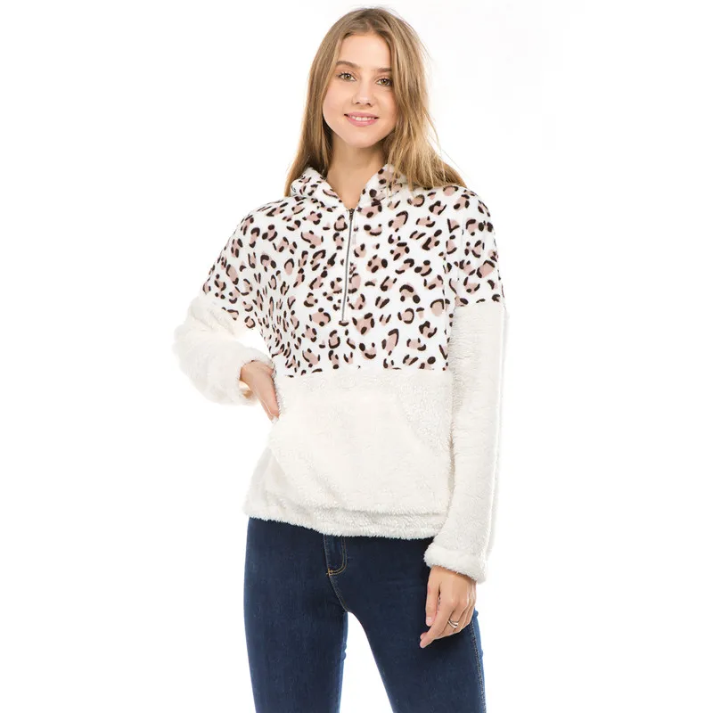 Sherpa Pullovers Sweater Hooded Leopard Print Zipper Collar Fleece Fluffy Tops 2018 Women Winter Pull Sweaters
Sherpa Pullovers Sweater Hooded Leopard Print Zipper Collar Fleece Fluffy Tops 2018 Women Winter Pull Sweaters