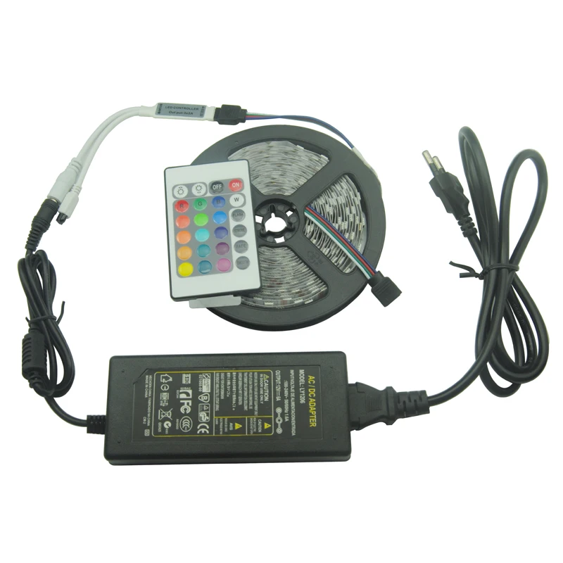 24 Keys Remote Controller+12V 5A Power Adapter+ 5M RGB 5050 Non-waterproof 60LED/M DC12V Strip LED Rope RGB/White/Colorful Tape
24 Keys Remote Controller+12V 5A Power Adapter+ 5M RGB 5050 Non-waterproof 60LED/M DC12V Strip LED Rope RGB/White/Colorful Tape
