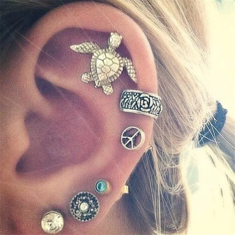 Punk Style Silver Color Animal Tortoise Earring Sets Ethnic Gothic Skull Ear Clip Stud Earrings For Women Feather Flower Earring
Punk Style Silver Color Animal Tortoise Earring Sets Ethnic Gothic Skull Ear Clip Stud Earrings For Women Feather Flower Earring