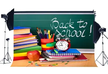 Back to School Backdrop Red Apple Clock Pencils Books Chalkboard Photography Background for Boys Girls Students 
Back to School Backdrop Red Apple Clock Pencils Books Chalkboard Photography Background for Boys Girls Students