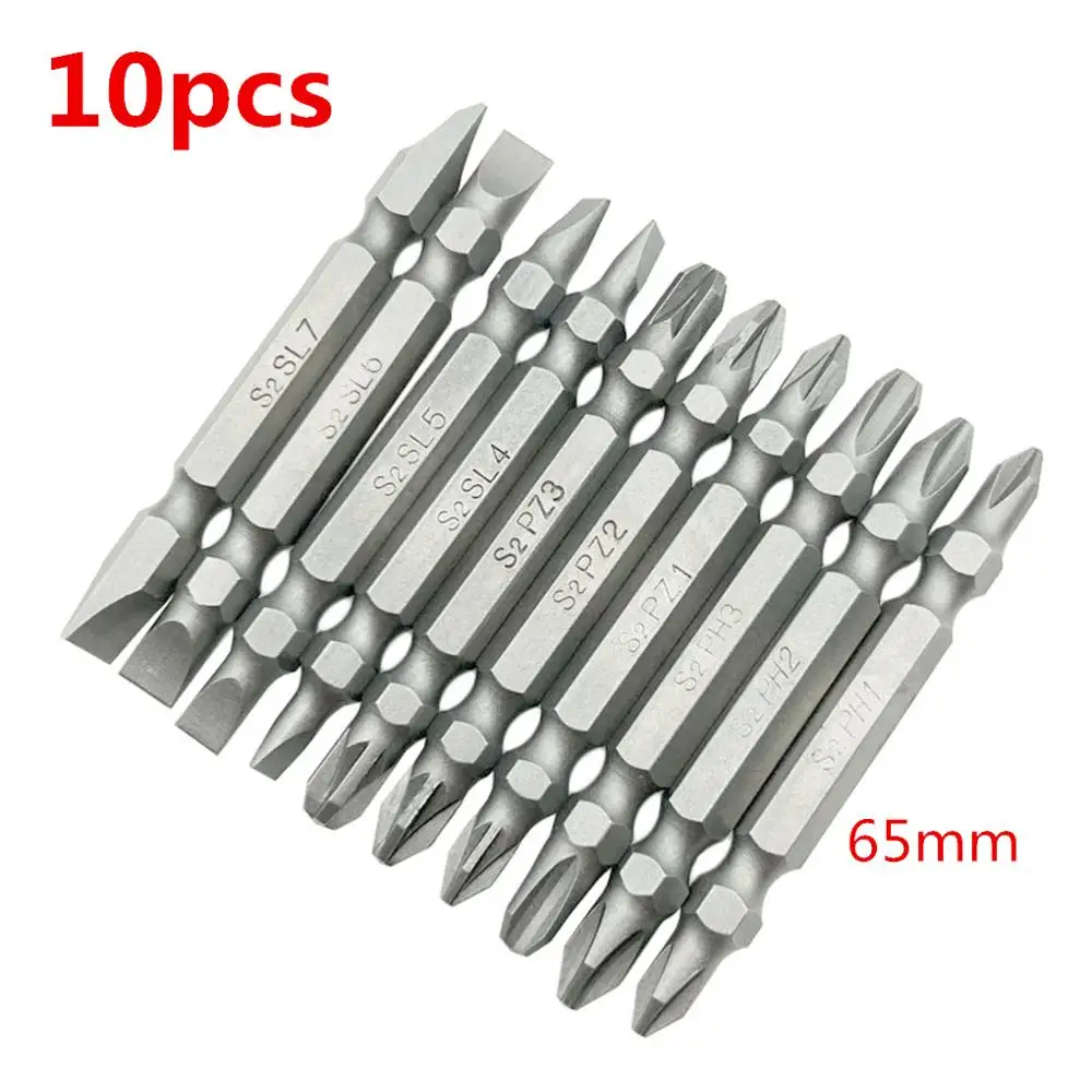 10pcs Double Head Electric Screwdriver Bit Set Hex Shank Magnetic S2 Alloy Steel For Cross Head 65mm Slotted Philips Useful
10pcs Double Head Electric Screwdriver Bit Set Hex Shank Magnetic S2 Alloy Steel For Cross Head 65mm Slotted Philips Useful