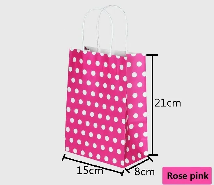 10pcs gift paper bag polka dot kraft paper gift bag with handle