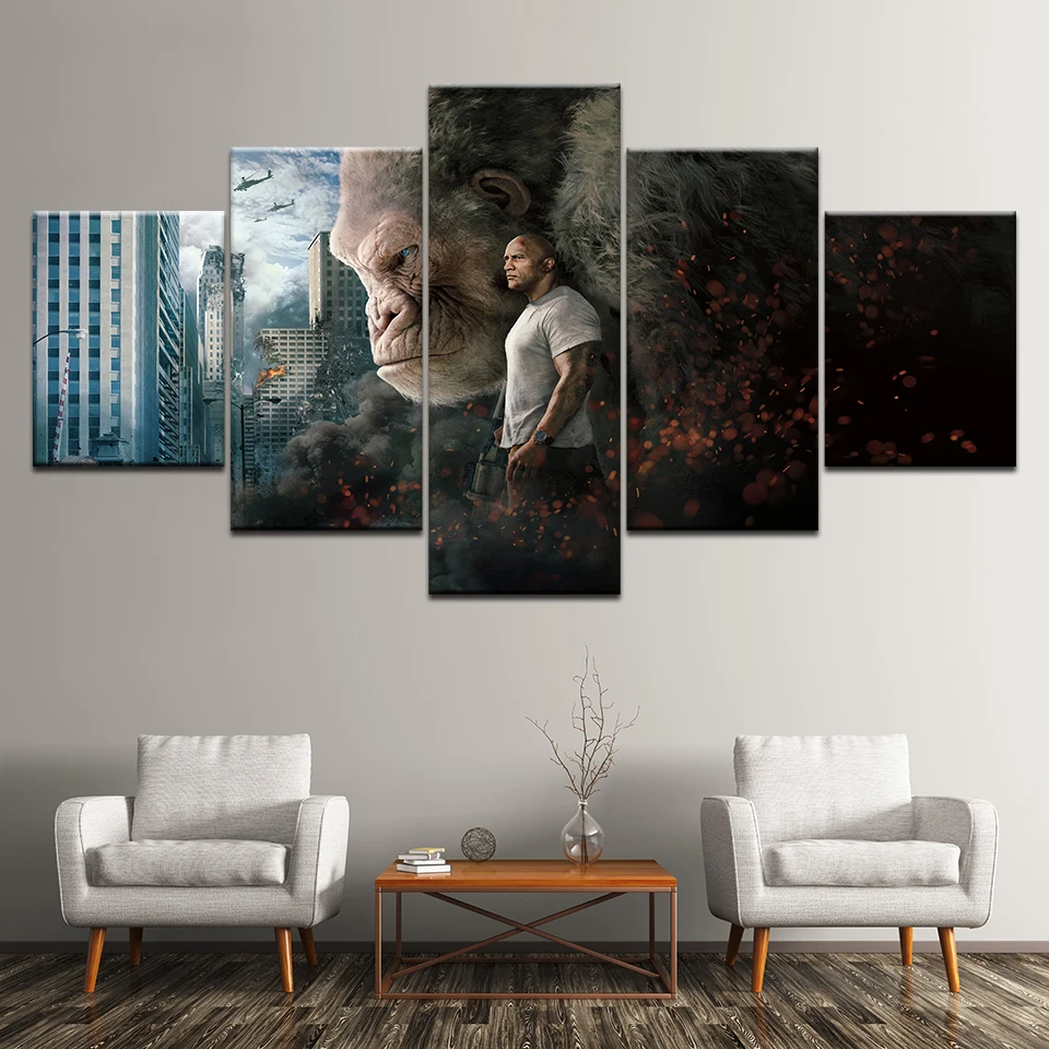 5 Piece Modular Canvas Painting Dwayne Johnson Rampage Movie Poster HD Print On Canvas Wall Art Picture For Kids Room Decor
5 Piece Modular Canvas Painting Dwayne Johnson Rampage Movie Poster HD Print On Canvas Wall Art Picture For Kids Room Decor