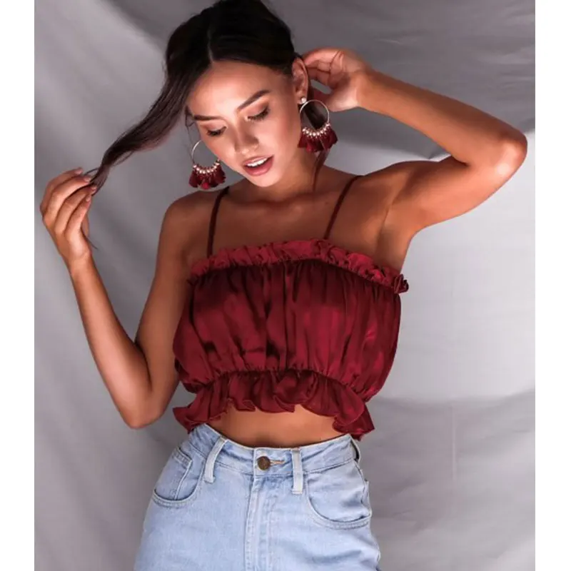 Solid Short Ruffles Camis Slim Summer Women Vintage Spaghetti Strap Tank Tops Streetwear Ladies Fashion Sexy Beach Vest Tops New
Solid Short Ruffles Camis Slim Summer Women Vintage Spaghetti Strap Tank Tops Streetwear Ladies Fashion Sexy Beach Vest Tops New