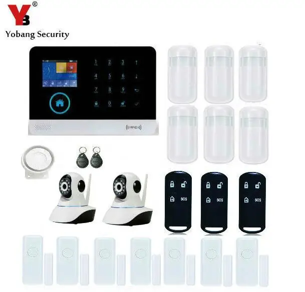 

YobangSecurity Wireless Wifi GSM RFID Home Security Camera Alarm System with PIR Motion Detection Video IP Camera Wired Siren
