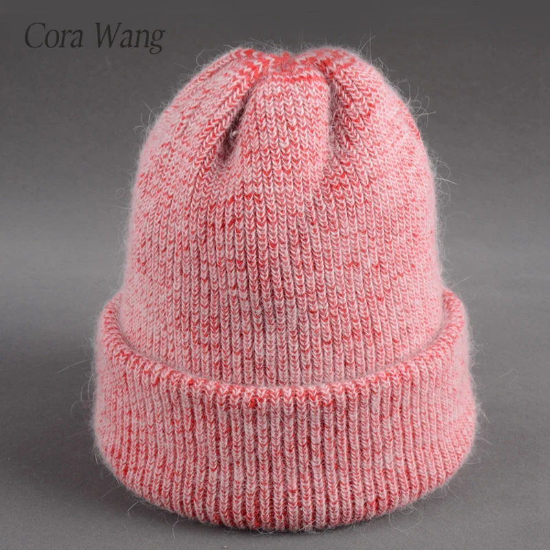 CoraWang мягкая Шапка-бини с двойным вязанием кролика теплые зимние шапки для женщин