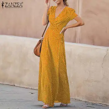 Elegant Polka Dot Party Dress ZANZEA 2019 Summer Long Maxi Vestido Fashion Women V Neck Short Sleeve Sundress Femme Tunic Robe
Elegant Polka Dot Party Dress ZANZEA 2019 Summer Long Maxi Vestido Fashion Women V Neck Short Sleeve Sundress Femme Tunic Robe