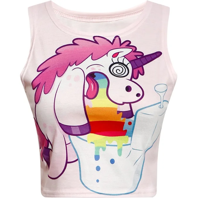 Women Crop Top 2018 Summer Cartoon Sick Vomit Unicorn Pattern Printed Lovely Slim Fit Tank Kawaii Skinny Vest Cami for Girl Pink
Women Crop Top 2018 Summer Cartoon Sick Vomit Unicorn Pattern Printed Lovely Slim Fit Tank Kawaii Skinny Vest Cami for Girl Pink