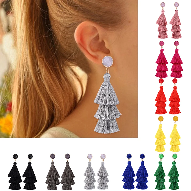 HOCOLE Boho Long Tassel Earrings Multi color Fringed Statement geometry Long Drop Earring For Women Wedding Jewelry Bohemian2019 
HOCOLE Boho Long Tassel Earrings Multi color Fringed Statement geometry Long Drop Earring For Women Wedding Jewelry Bohemian2019