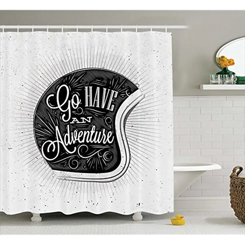 Vixm Vintage Decor Shower Curtain Motorcycle Figure with Adventure Quote Ornate Lines Contemporary Graphic Fabric Bath Curtains
Vixm Vintage Decor Shower Curtain Motorcycle Figure with Adventure Quote Ornate Lines Contemporary Graphic Fabric Bath Curtains
