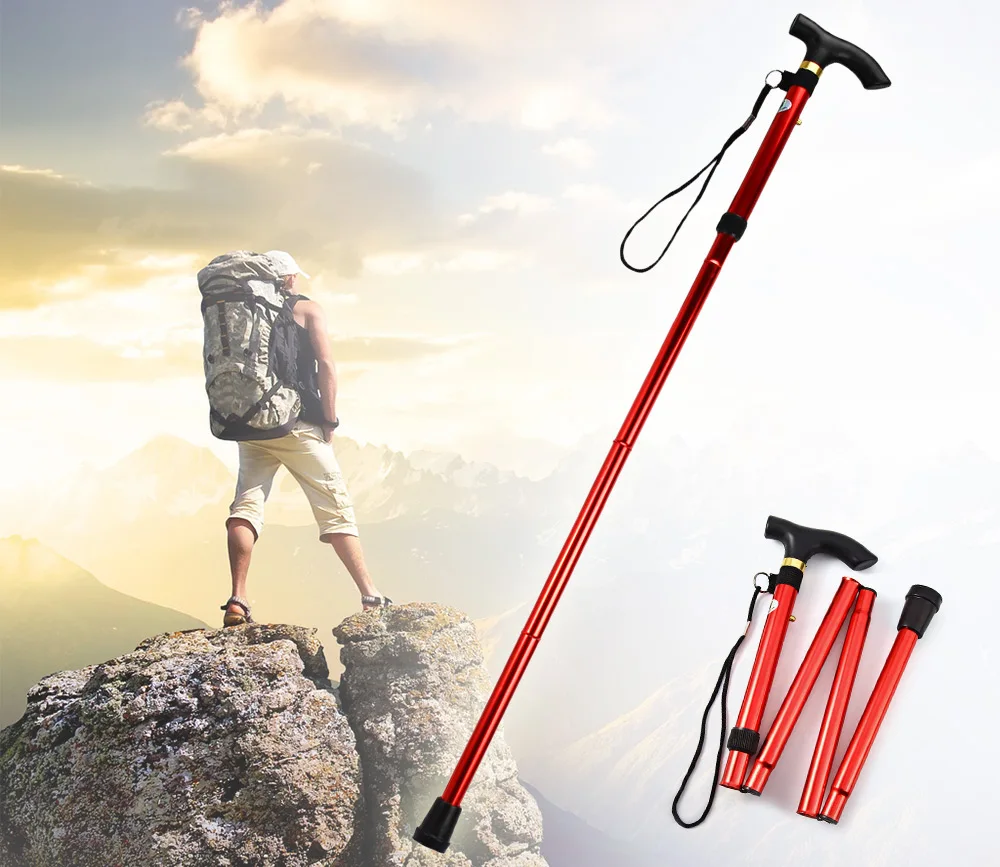 Adjustable Aluminum Folding Walking Stick Travel Cane with Non-slip Base Sadoun.com