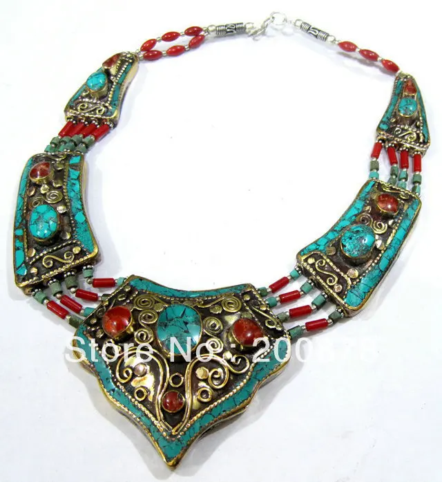 TNL525 Master Design Charmsing Nepal Indian brass inlaid turquoise coral pendant necklace,16'',2013 Ethnic BOHO Free ship
TNL525 Master Design Charmsing Nepal Indian brass inlaid turquoise coral pendant necklace,16'',2013 Ethnic BOHO Free ship