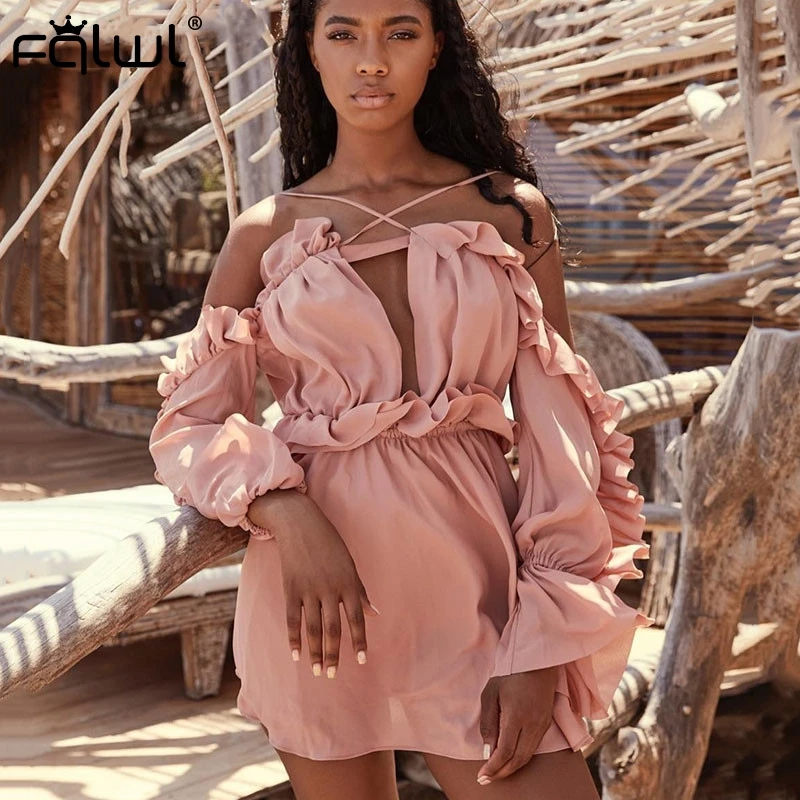 FQLWL Casual Off Shoulder Sexy Mini Dress Women Ruffles Backless Chiffon Summer Beach Dress Ladies Pink Club Party Short Dresses
FQLWL Casual Off Shoulder Sexy Mini Dress Women Ruffles Backless Chiffon Summer Beach Dress Ladies Pink Club Party Short Dresses