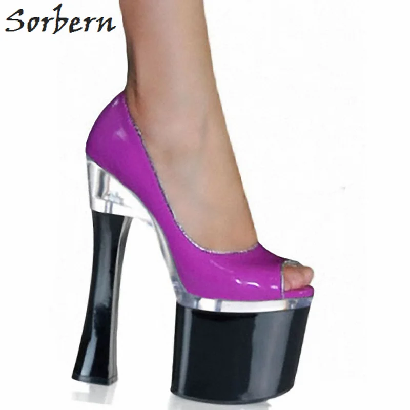 Sorbern 18Cm Chunky High Heels Ankle Strap Women Pumps 8Cm Platform Ultra High Heels Mary Janes Ladies Shoes Woman Custom