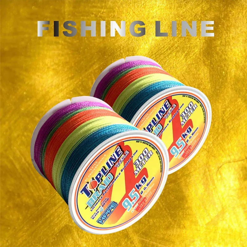 

Topline Tackle Japanese Braided Fishing Line 4 strands 0.1mm 0.5mm Diameter 100M 300M Braided PE Line Max 48.5kg for Saltwater