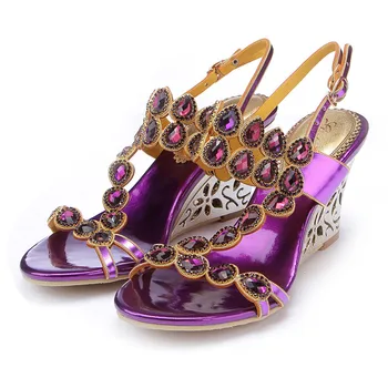 New Bohemian Style Large Size Mysterious Purple Personality Pattern Wedge Sandals Rhinestone Sandals Open Toe High Heels
New Bohemian Style Large Size Mysterious Purple Personality Pattern Wedge Sandals Rhinestone Sandals Open Toe High Heels