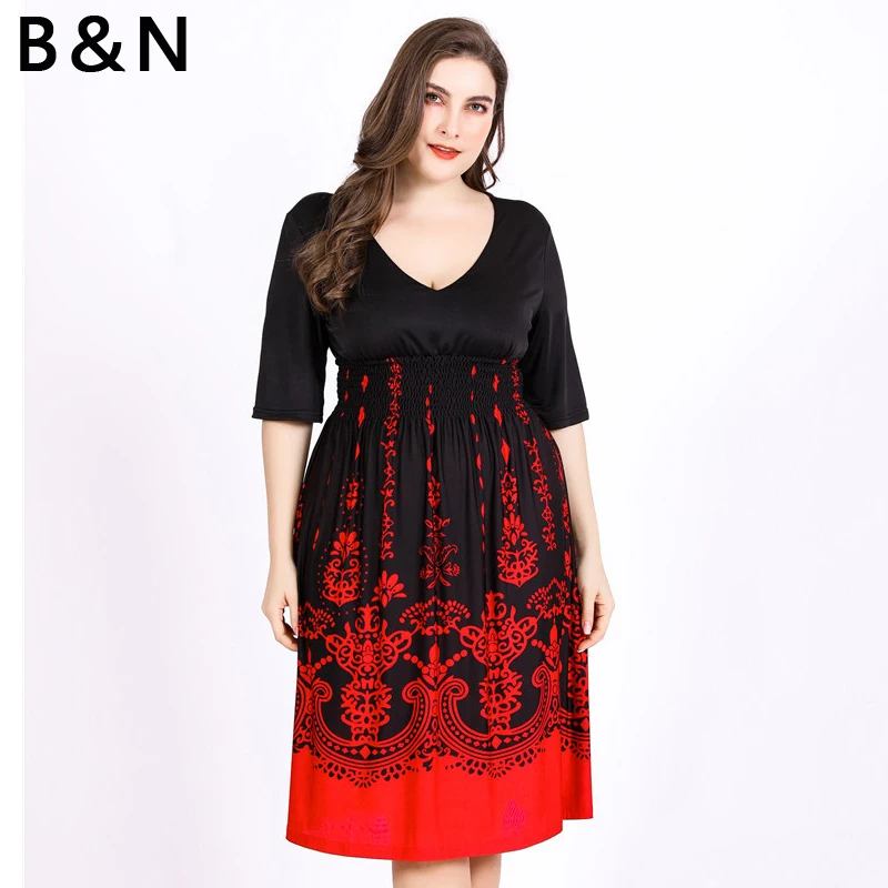 B&N Vintage Dress Half Sleeve Short Dress Women Summer Dress M-XXXXXXL Large Size Cloth Retro Black V Neck Sexy Pullover 6XL
B&N Vintage Dress Half Sleeve Short Dress Women Summer Dress M-XXXXXXL Large Size Cloth Retro Black V Neck Sexy Pullover 6XL