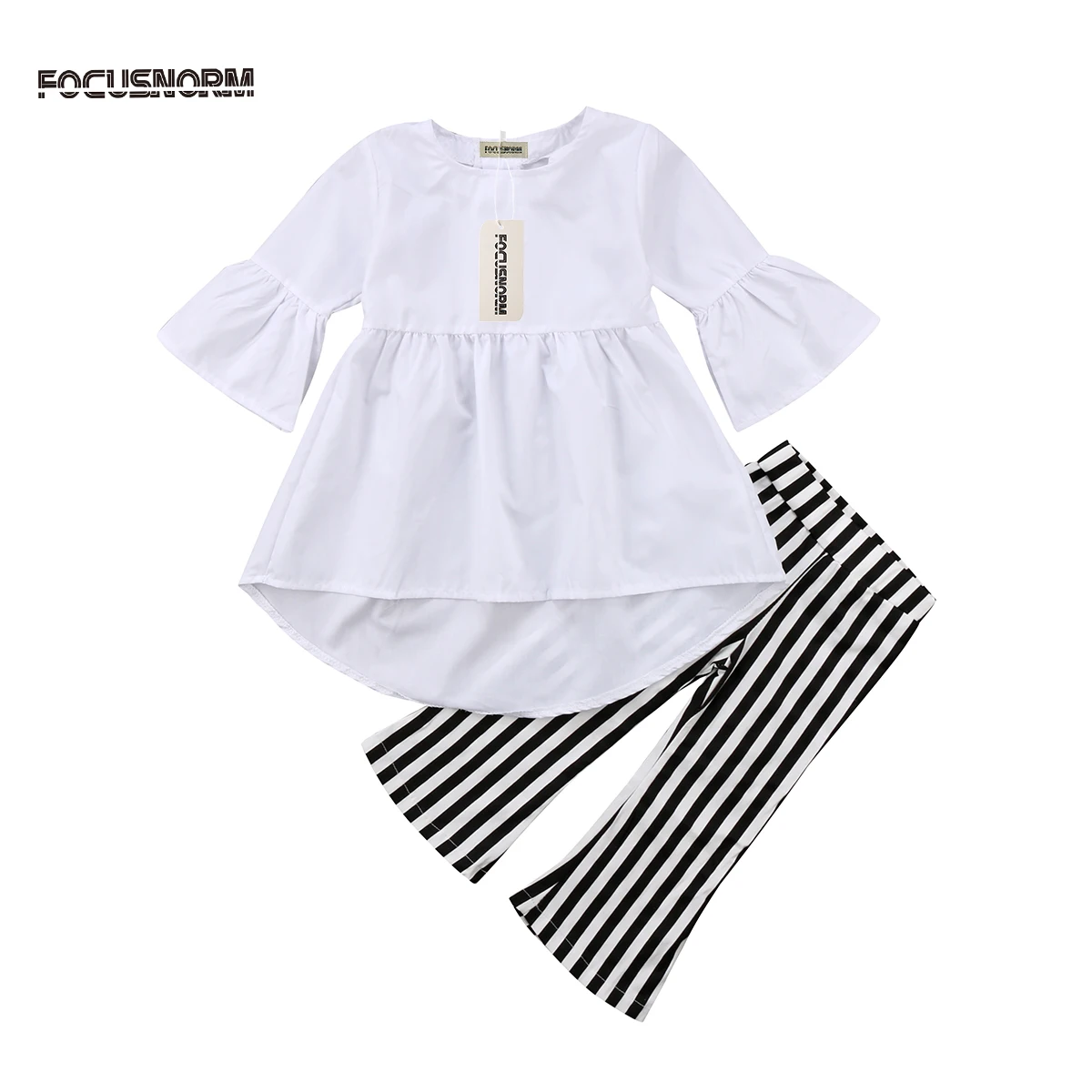 Fashion Kids Baby Girl Spring Autumn clothes solid color long flare sleeve dress long Striped Legging Pants New Outfit suit 2018
Fashion Kids Baby Girl Spring Autumn clothes solid color long flare sleeve dress long Striped Legging Pants New Outfit suit 2018