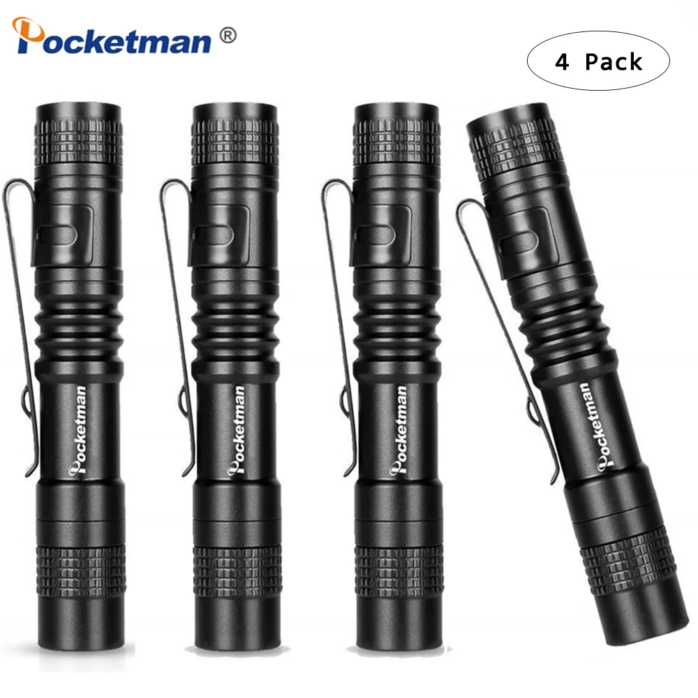 Pocketman 4 x Mini LED Flashlight Set Handhold Pen Light Small Portable Linterna 2000 LM Lamp Pocket Torch for Camping, Fishing
Pocketman 4 x Mini LED Flashlight Set Handhold Pen Light Small Portable Linterna 2000 LM Lamp Pocket Torch for Camping, Fishing