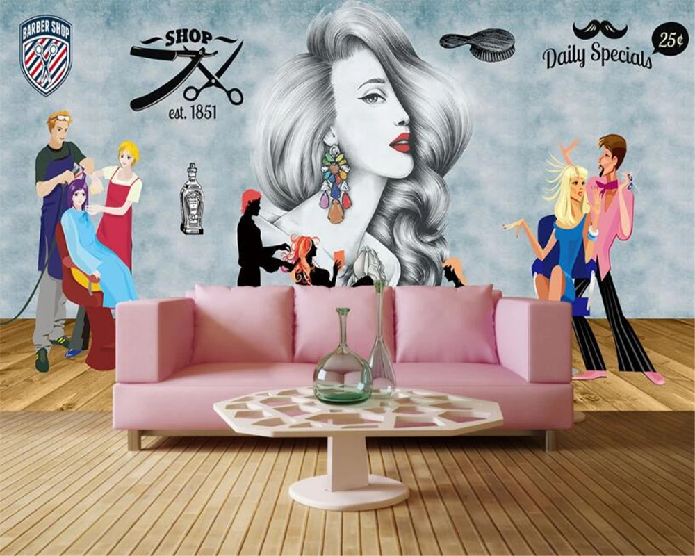 beibehang HD Interior Decor Wallpaper Modern Fashion Hand Painted Beauty Barber Shop Tooling wall papers home decor papier peint
beibehang HD Interior Decor Wallpaper Modern Fashion Hand Painted Beauty Barber Shop Tooling wall papers home decor papier peint